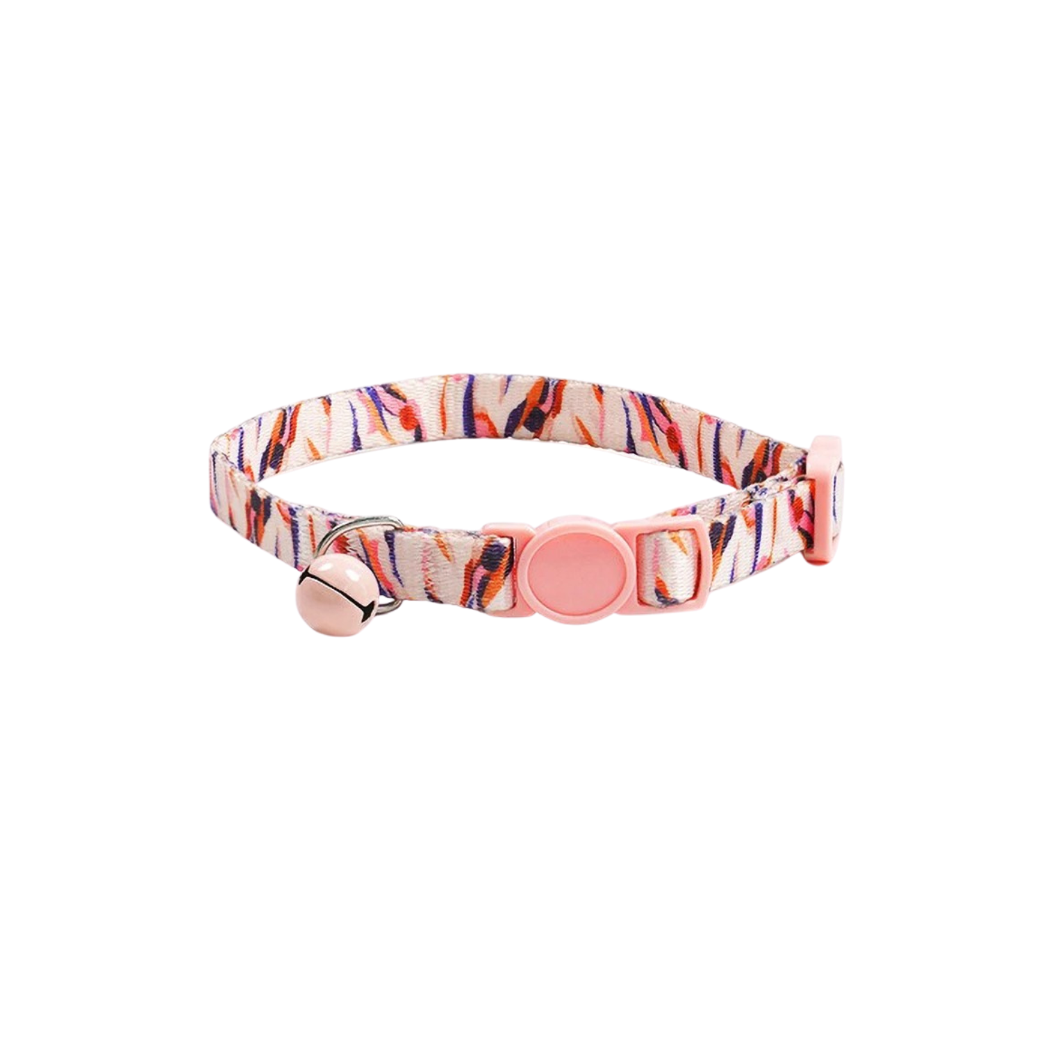 Collier chat rose à motif floral avec clochette, adapté pour laisse chien.