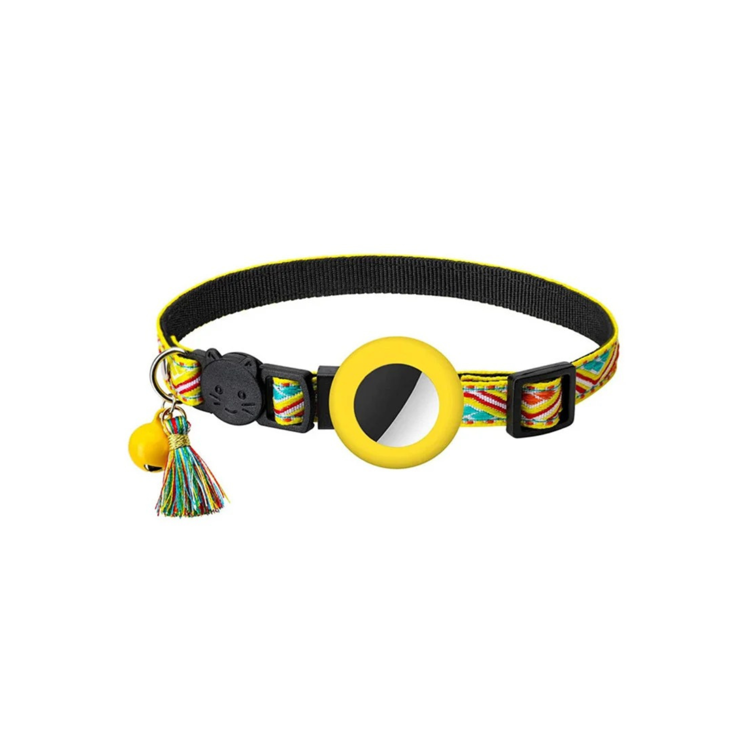 Collier coloré ajustable avec grelot et pompon, pour chat ou chien, compatible laisse et gamelle.