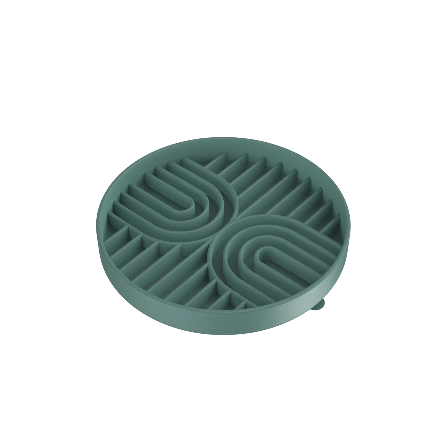 Gamelle anti-glouton verte pour chien avec design latté, compatible laisse et collier.