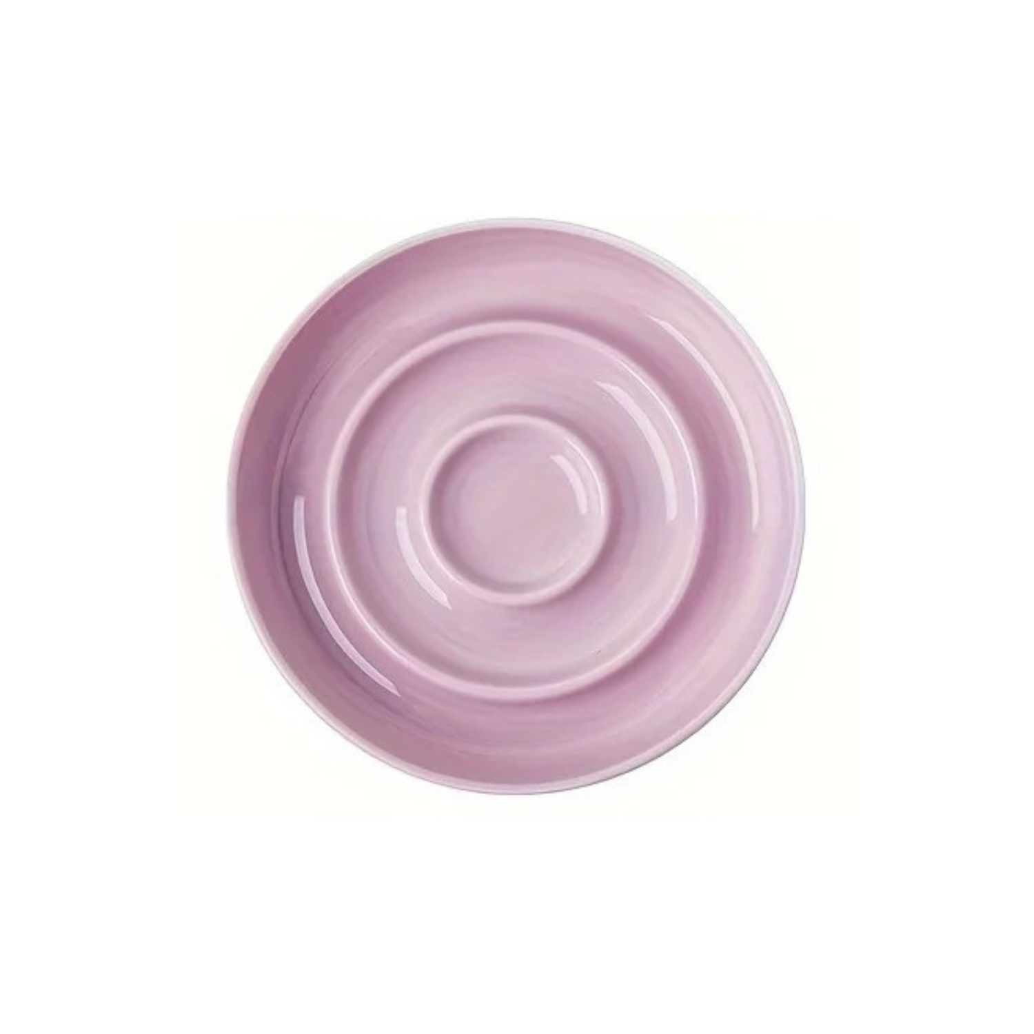 Gamelle anti-glouton en céramique violette pour chien avec collier et laisse assortis.