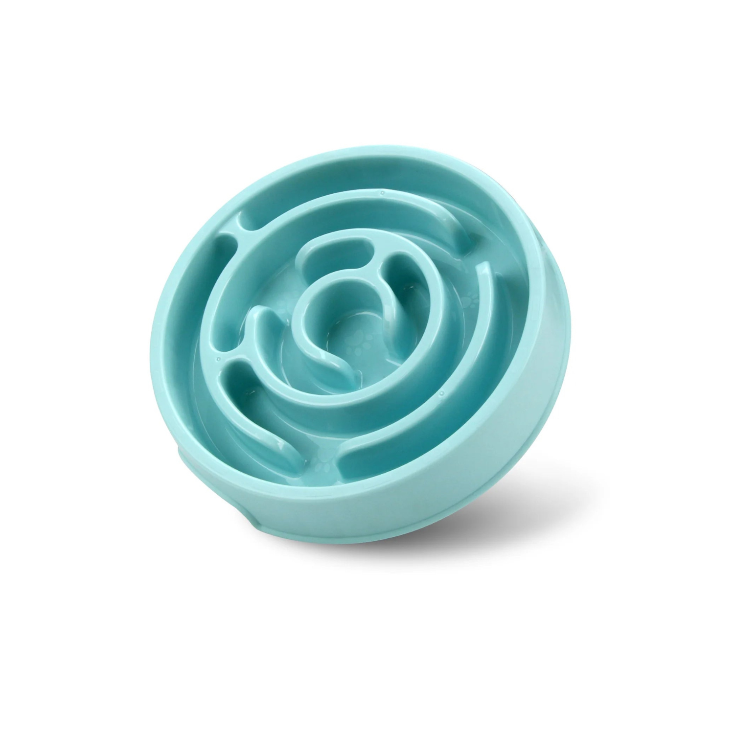 Gamelle anti-glouton bleu pour chien, design curvy ralentissant repas.