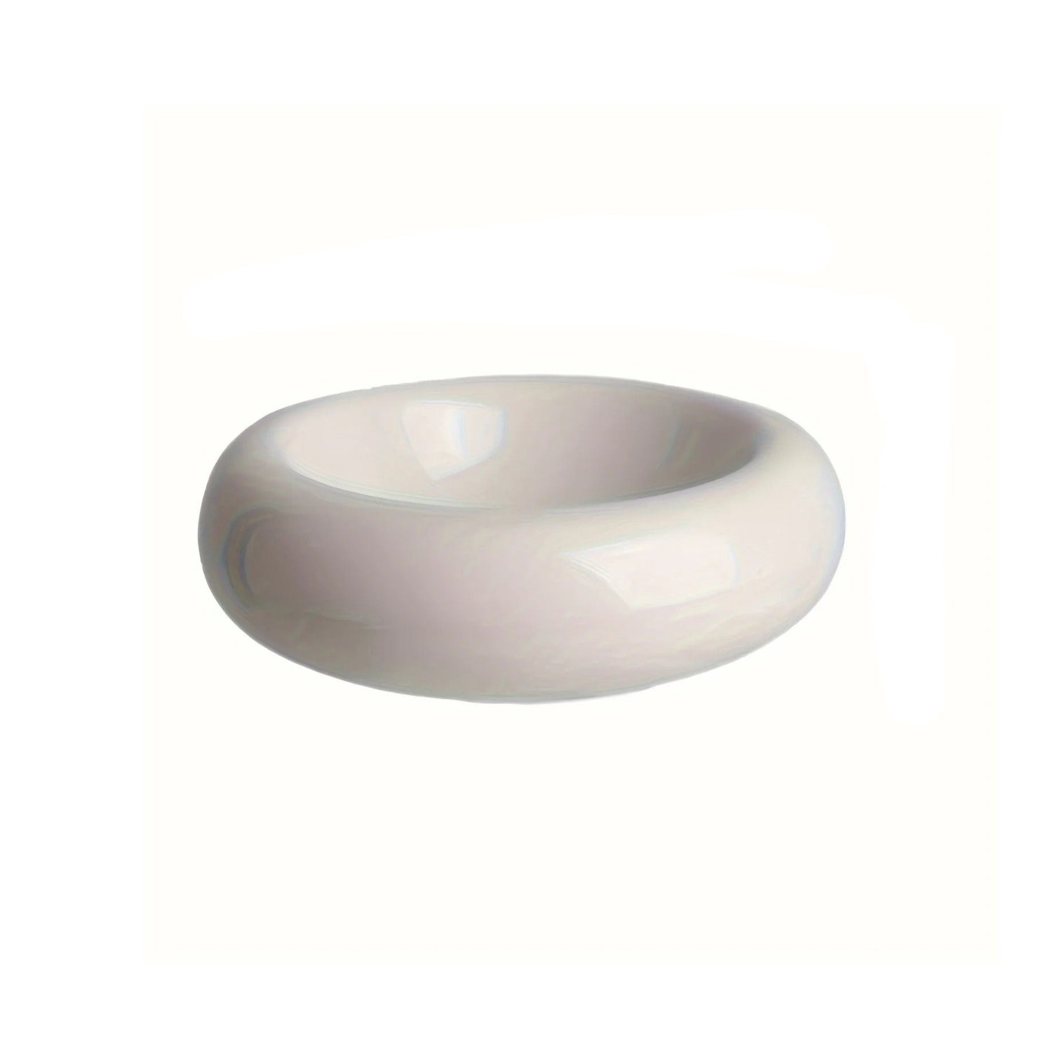 Gamelle en céramique blanche pour chien, design arrondi lisse, assortie à collier et laisse.