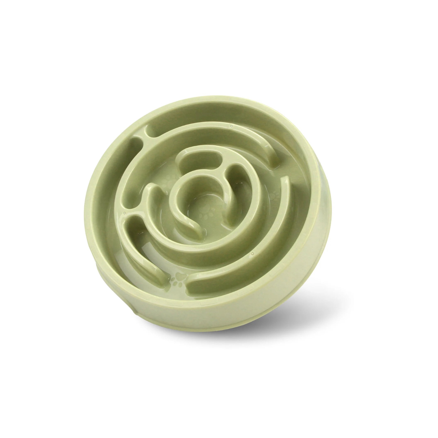 Gamelle anti-glouton verte pour chien avec collerette incurvée ralentissant la prise alimentaire.