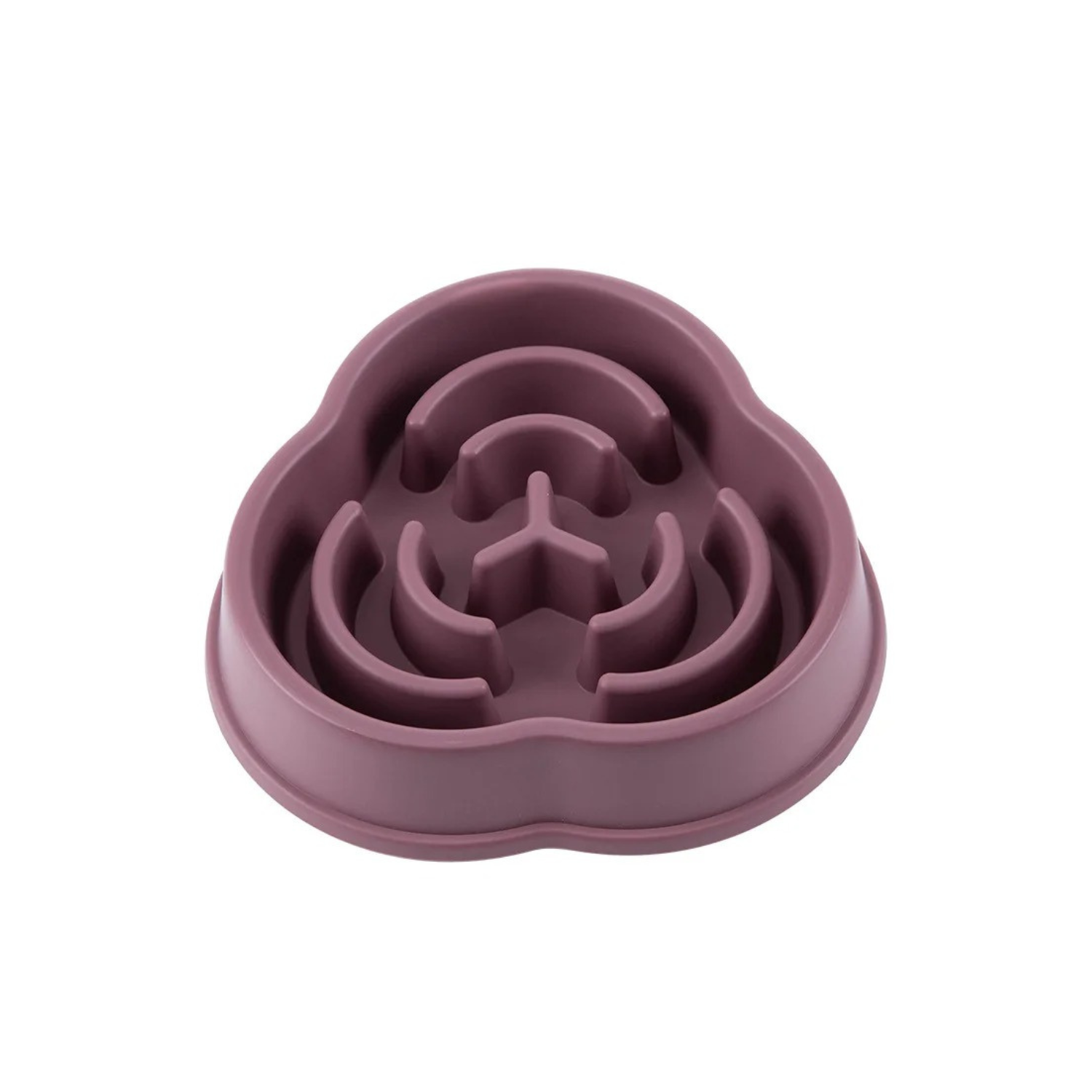Gamelle anti-glouton violette pour chien en silicone avec motifs en relief.