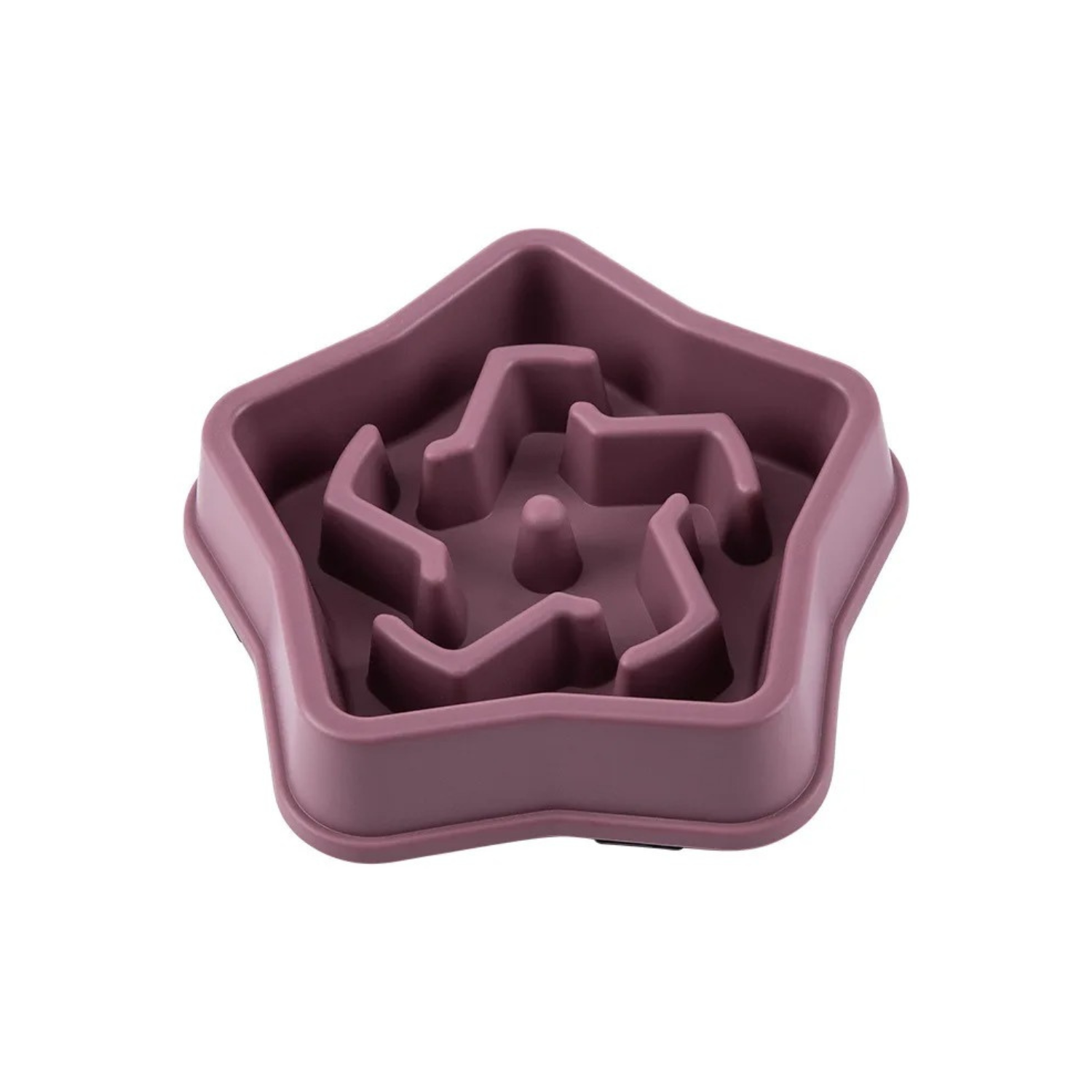 Gamelle anti-glouton violet en forme d'étoile pour chien, compatible collier et laisse.