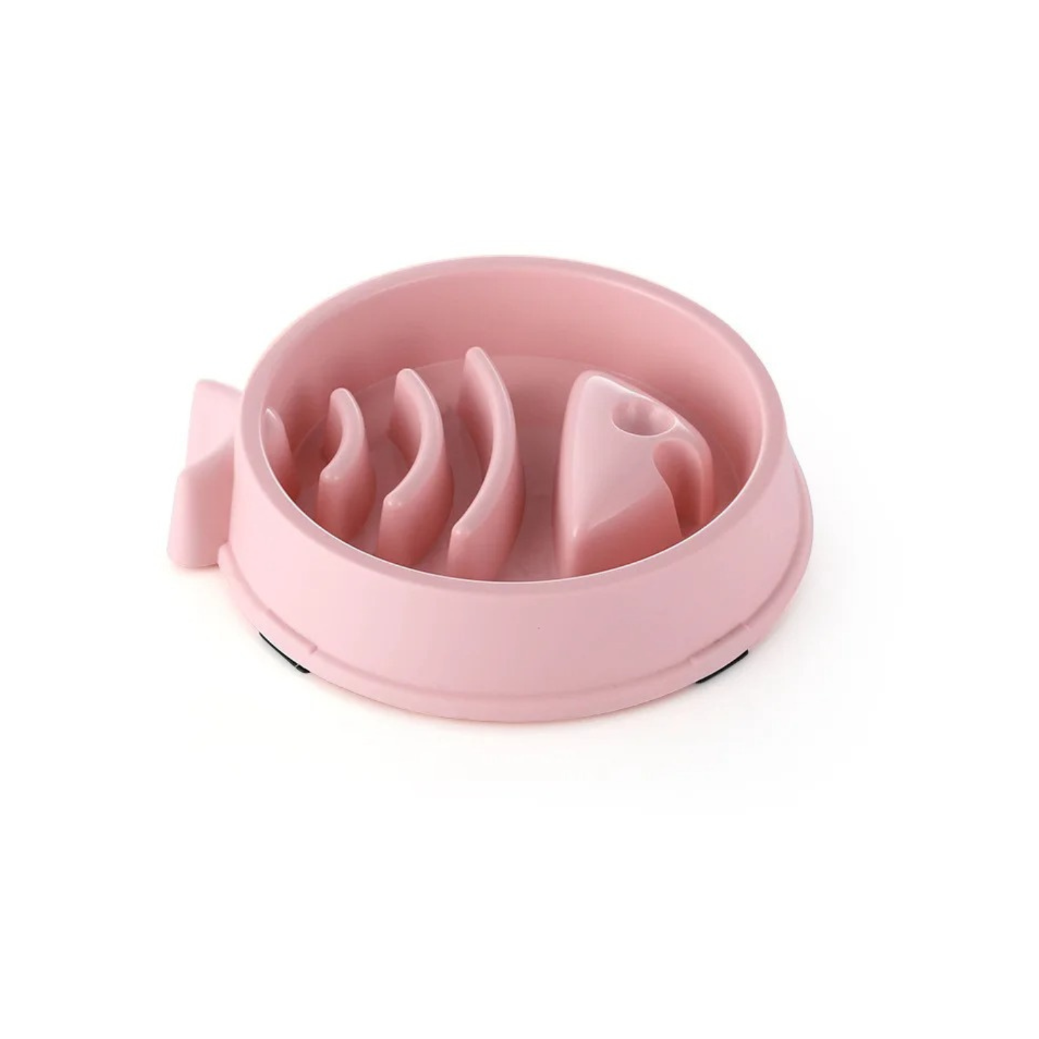 Gamelle anti-glouton rose pour chien avec collier et laisse assortis.
