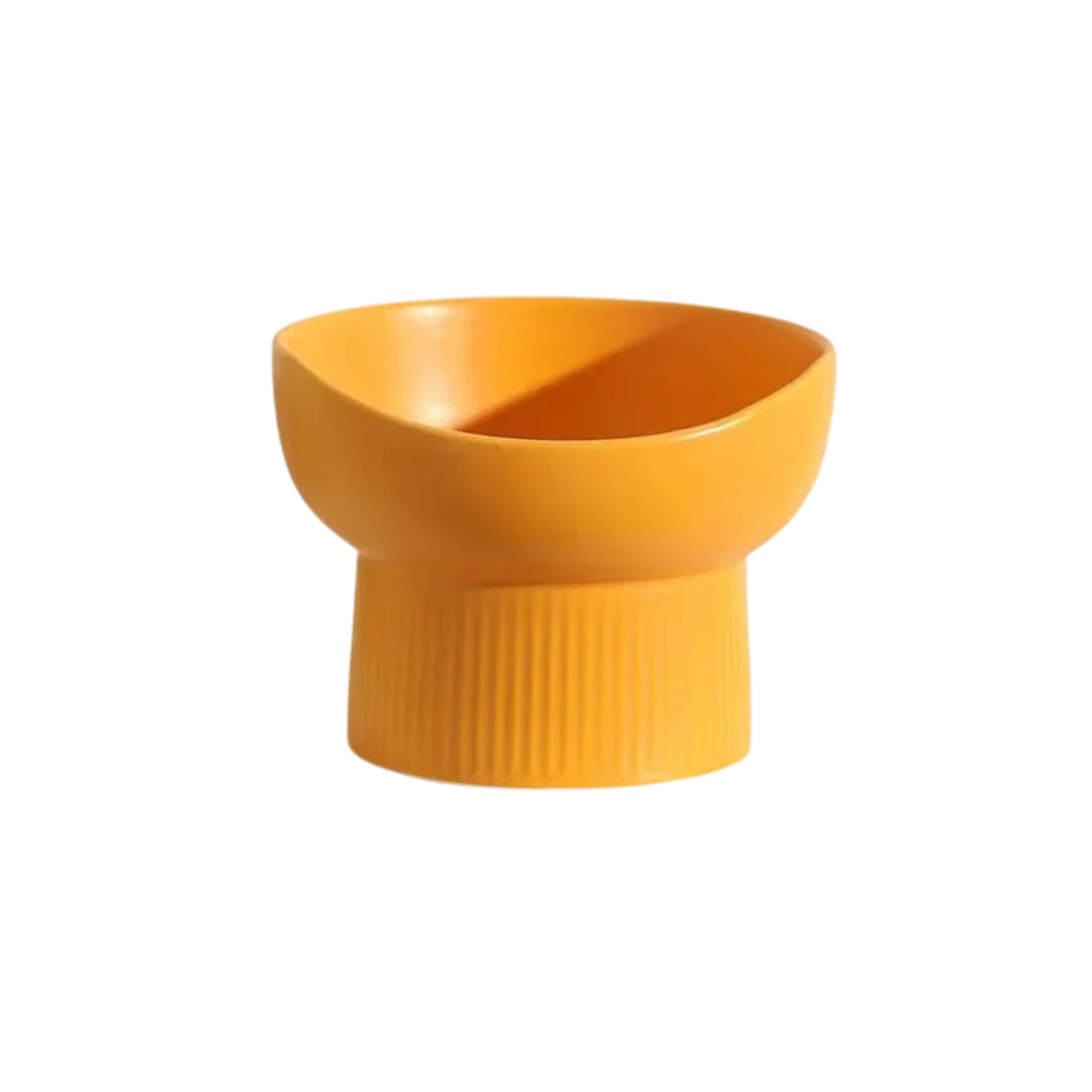 Gamelle en céramique surélevée orange pour chien, style moderne et épuré.