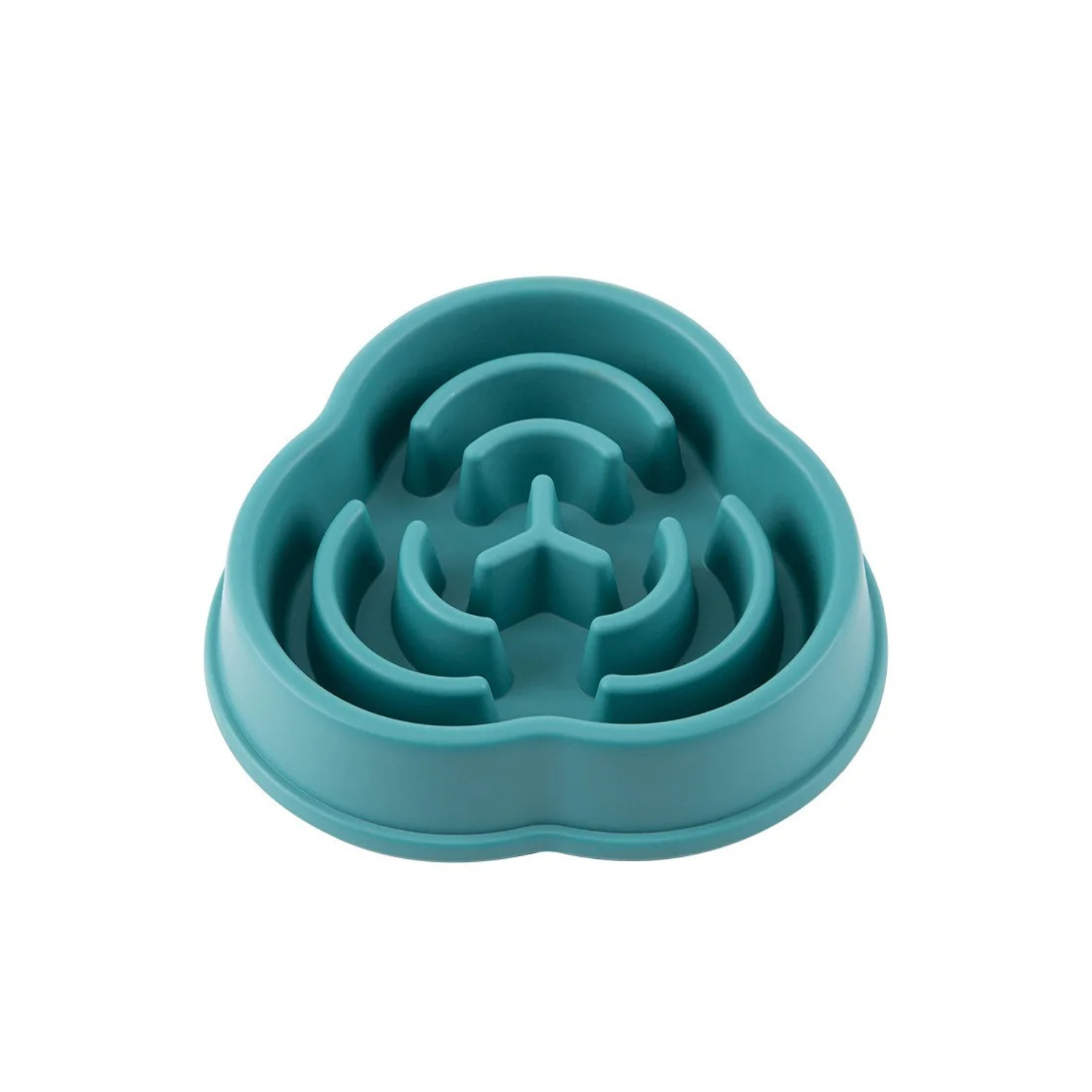Gamelle anti-glouton bleu en silicone pour chien, forme labyrinthique.