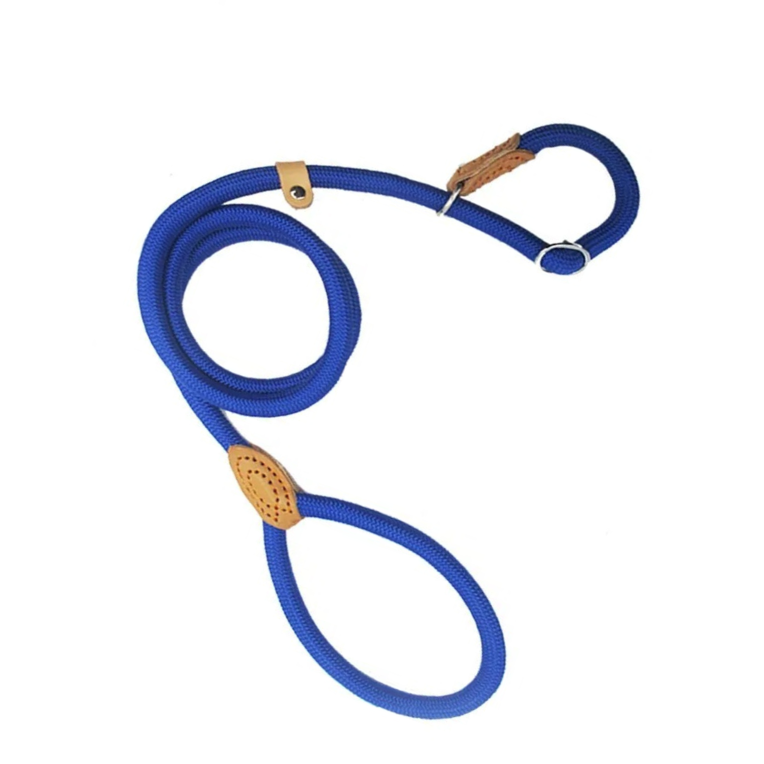 Laisse corde bleu avec poignée en cuir pour chien, style Aristo.