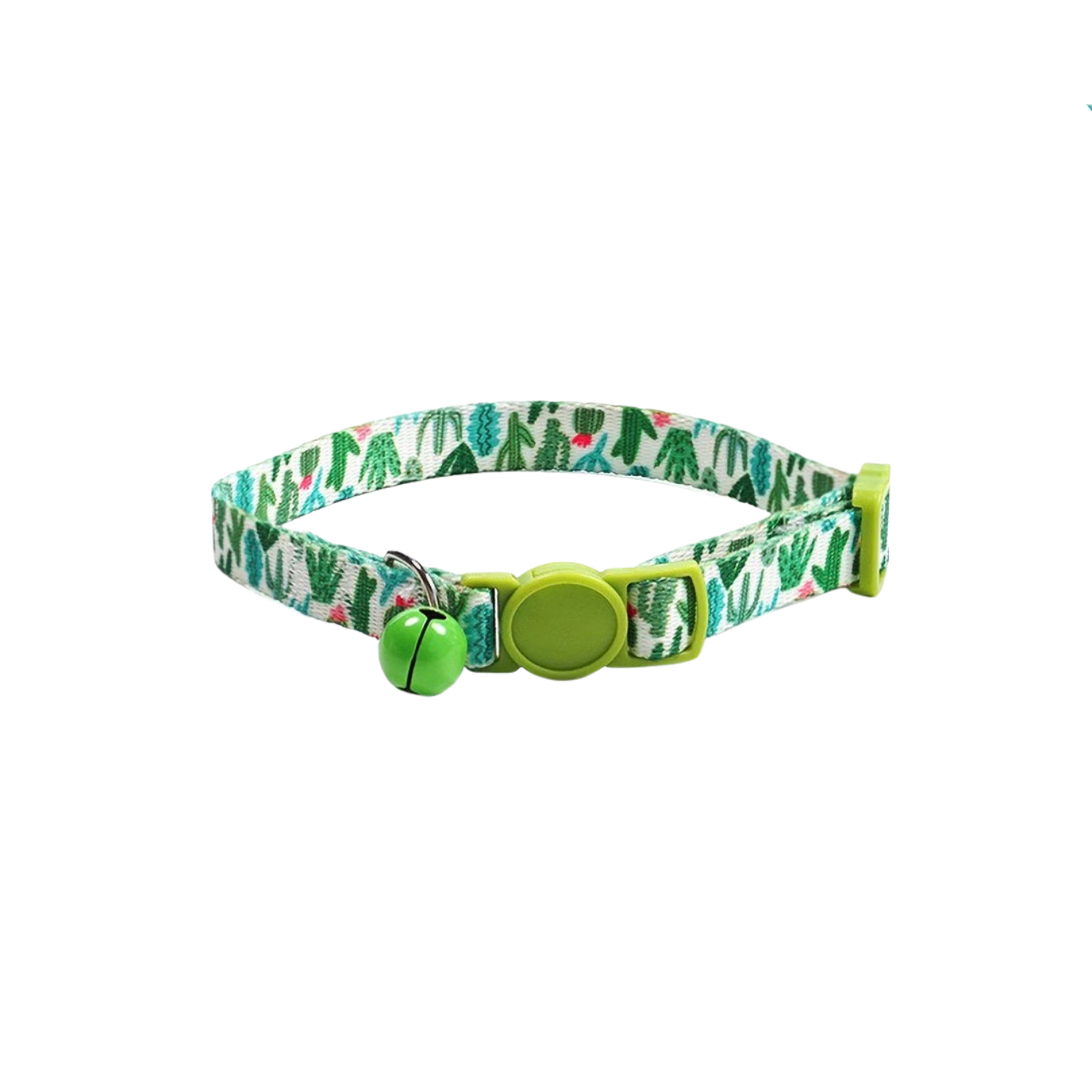 Collier vert jungle pour chien avec petite clochette, style laisse ajustable.