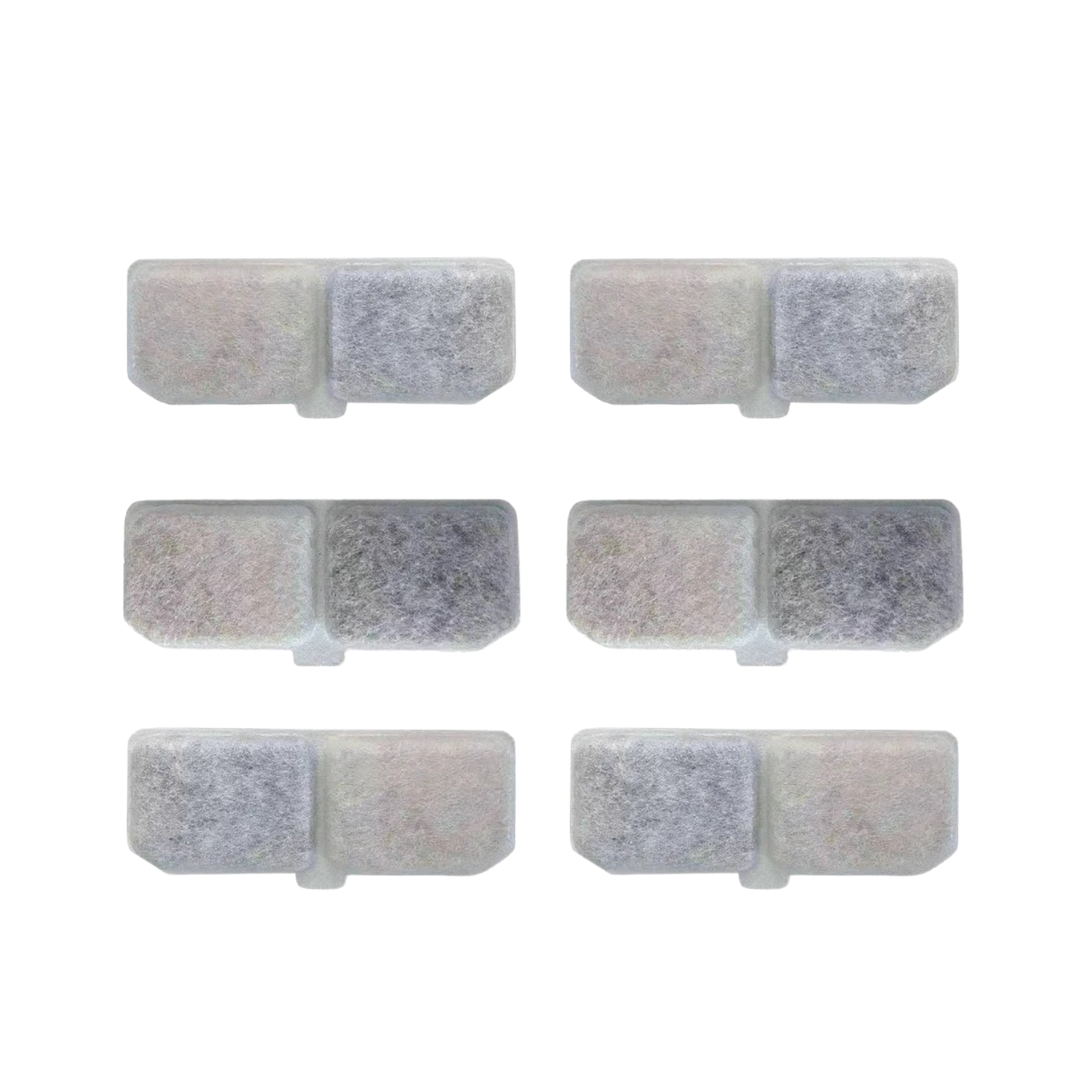 Filtres rectangulaires blancs et gris pour fontaine à eau chien, compatibles gamelle collier laisse.