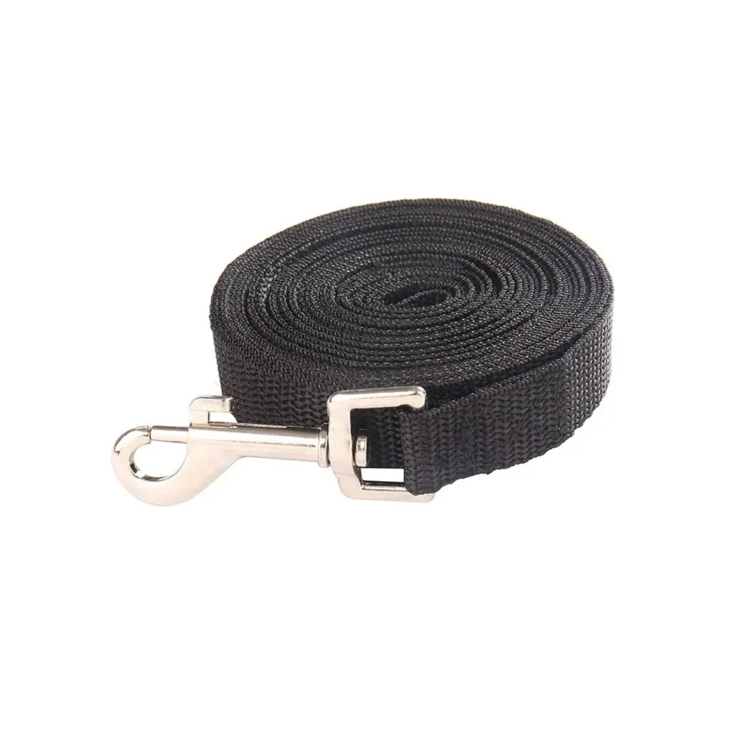 Laisse noire en corde avec mousqueton métal pour collier de chien.