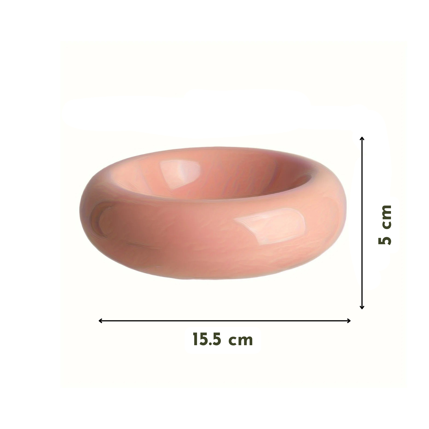 Gamelle en céramique rose pour chien, forme ronde lisse, dimensions 15,5x5 cm.