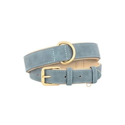 Collier chien cuir - bleu 1