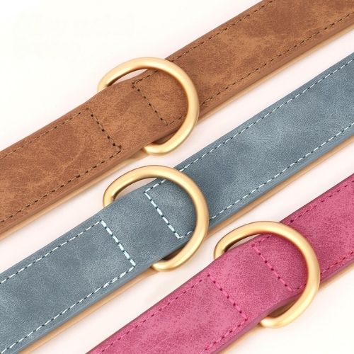 Collier chien cuir - bleu 3