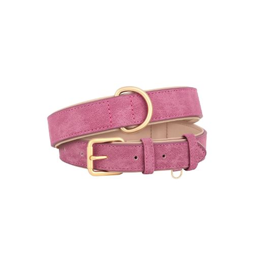 Collier chien cuir - rose 1