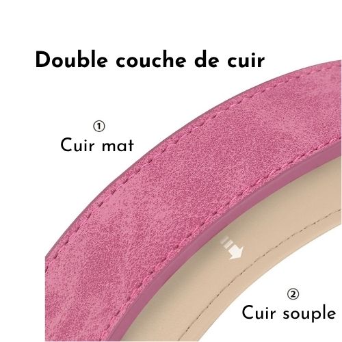 Collier chien cuir - rose 4