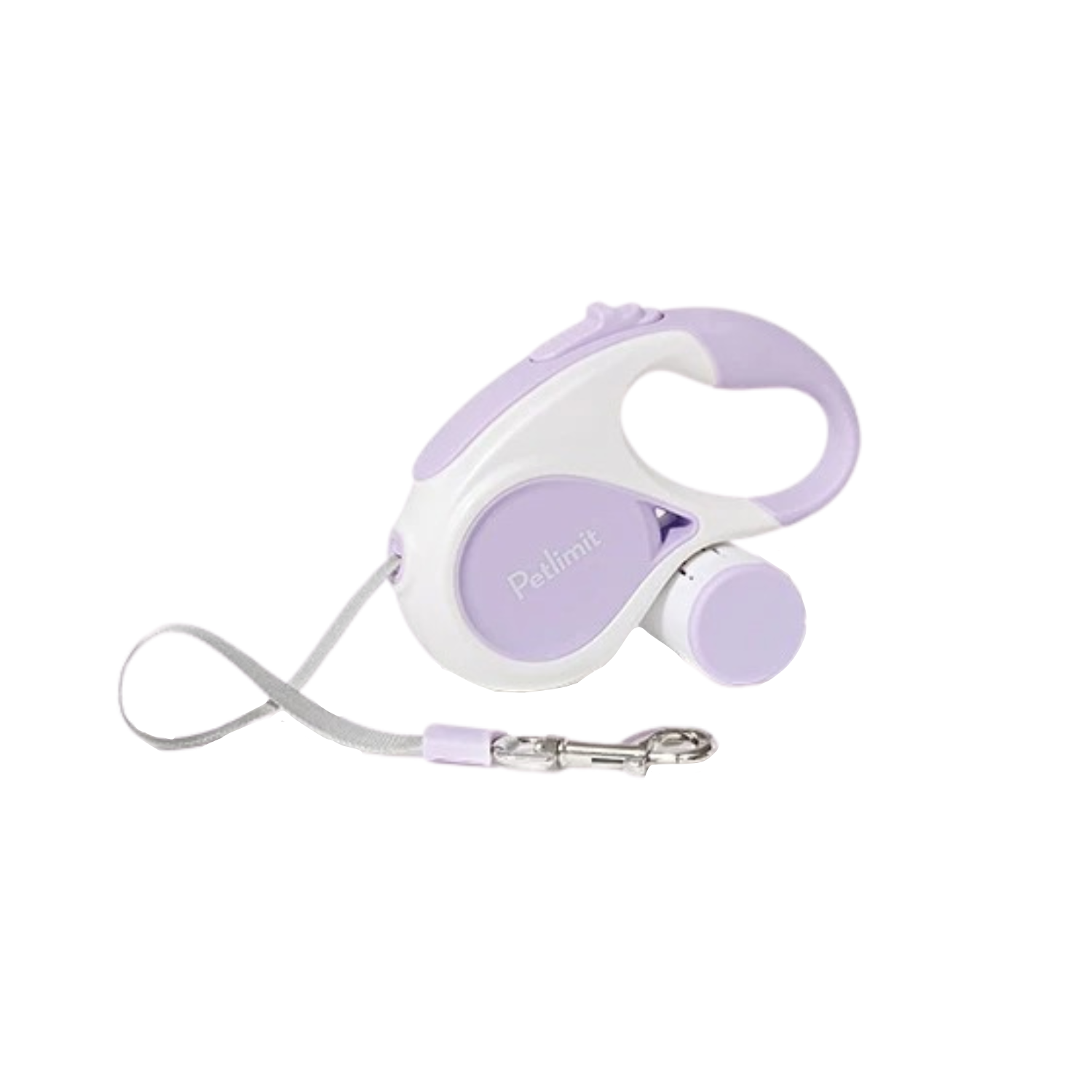 Laisse enrouleur rose et blanche 3m avec poignée ergonomique pour chien.