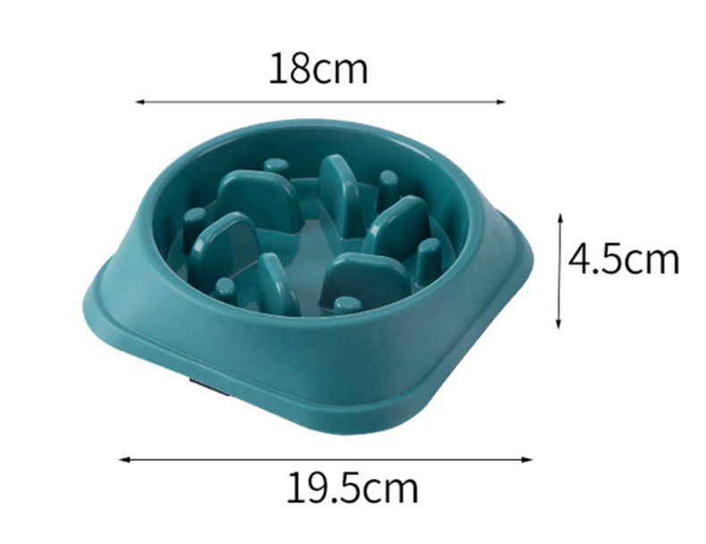 Gamelle anti-glouton bleu avec compartiments pour chien, dimensions 19,5x18x4,5 cm.